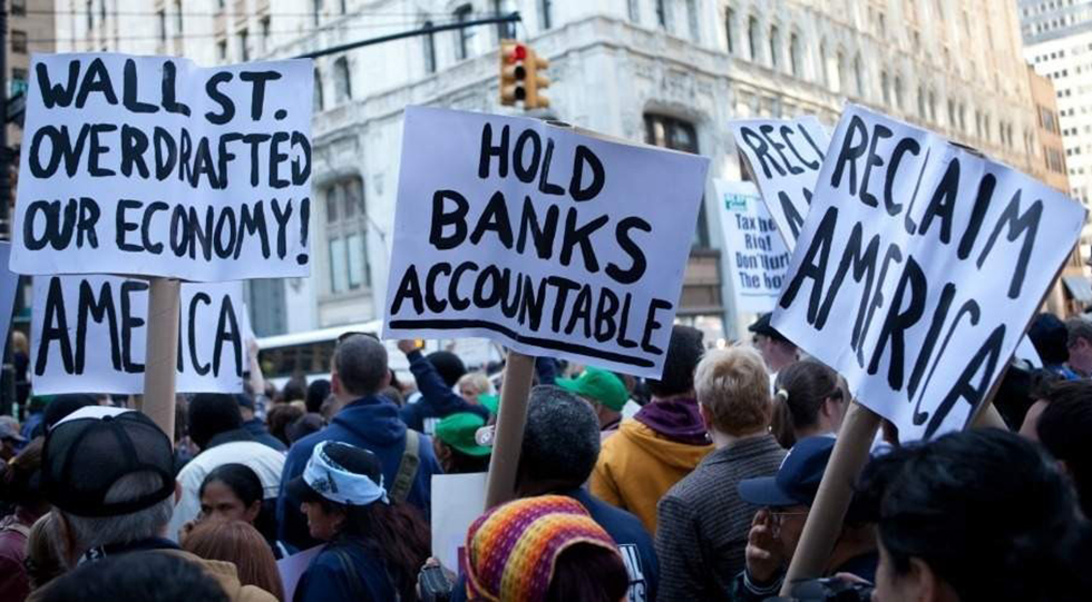 Demonstration mot amerikanska storbankerna