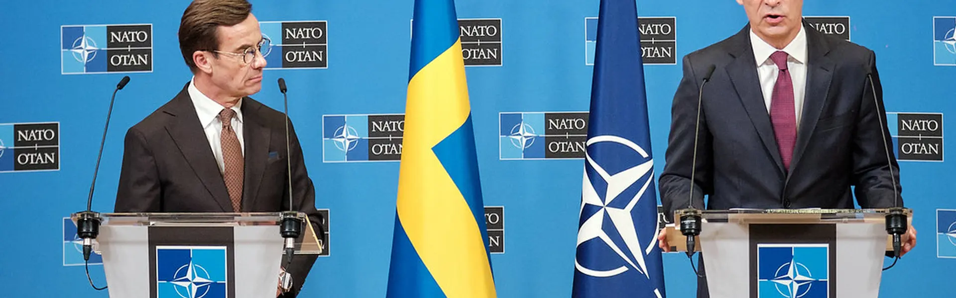 Bild p&aring; Ulf Kristersson tillsammans med Natos generalsekreterare Jens Stoltenberg