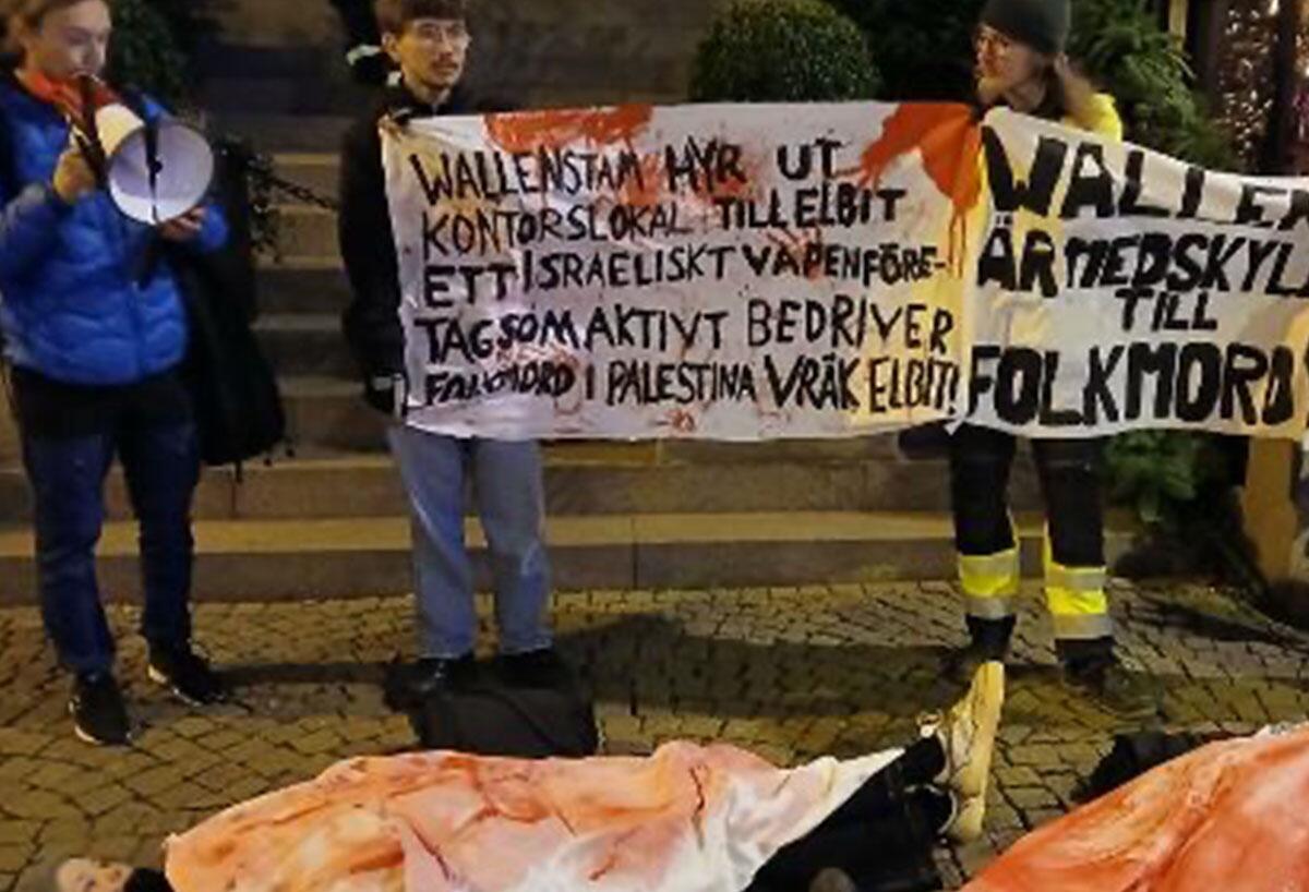 Aktion mot företaget Wallenstam som hyr ut till det israeliska vapenföretaget Elbit i Göteborg.