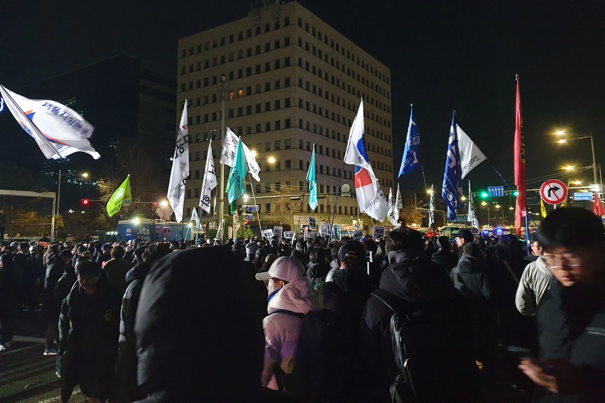 Prostester i Sydkorea.