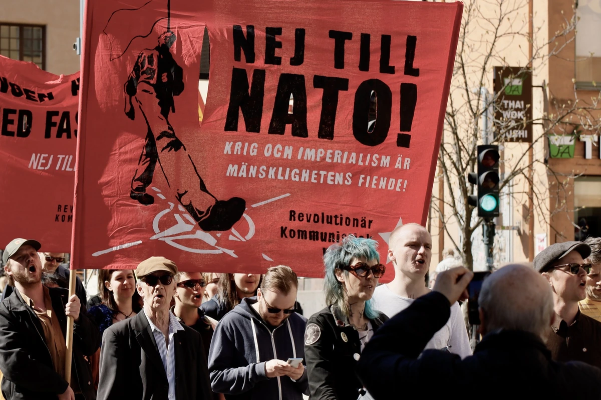 Bild p&aring; demonstrationst&aring;get i Stockholm fr&aring;n demonstrationen Stoppa Aurora 23 i Stockholm